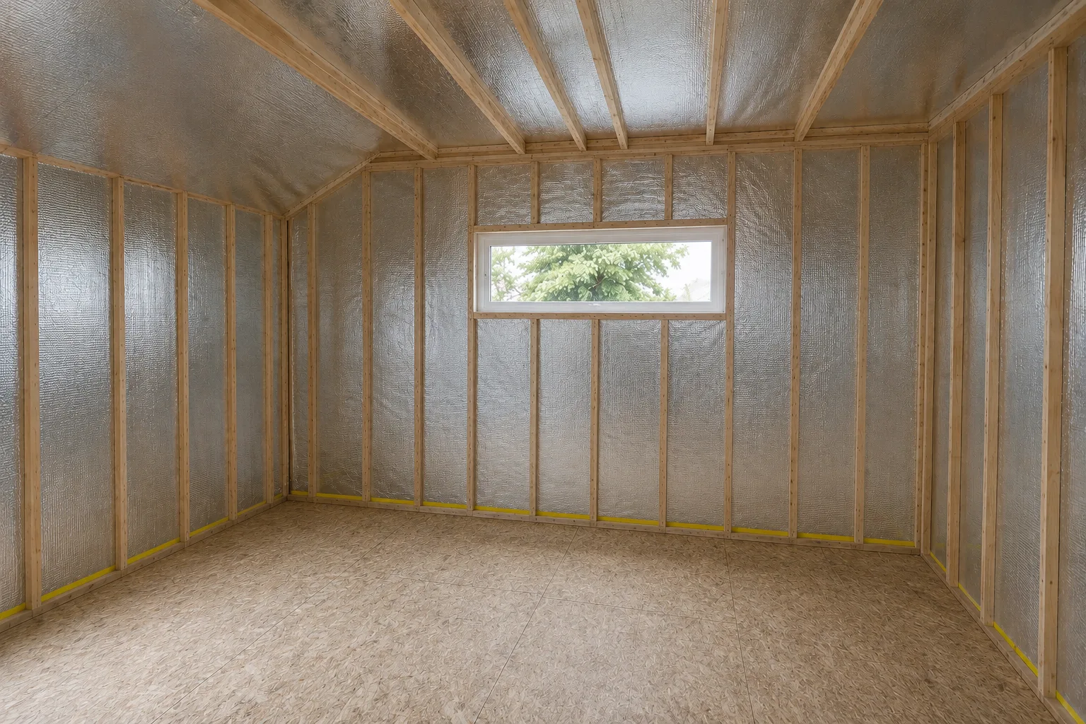 Base solution, exposed timber frame, insulation fitted, pre-plastering