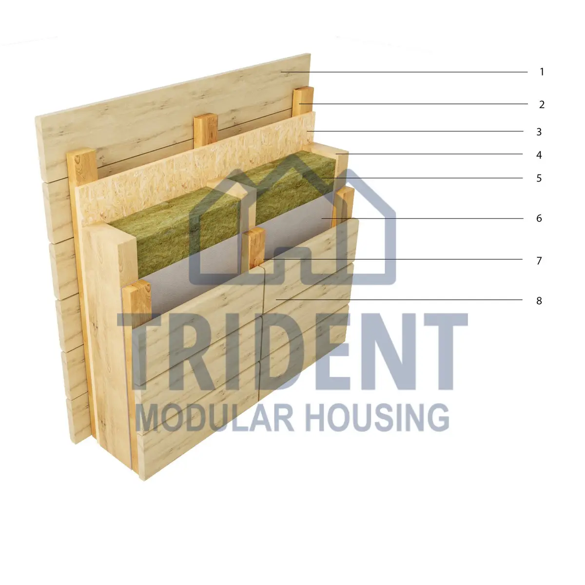 Layer diagram of a Trident internal walls with 100 mm insulation